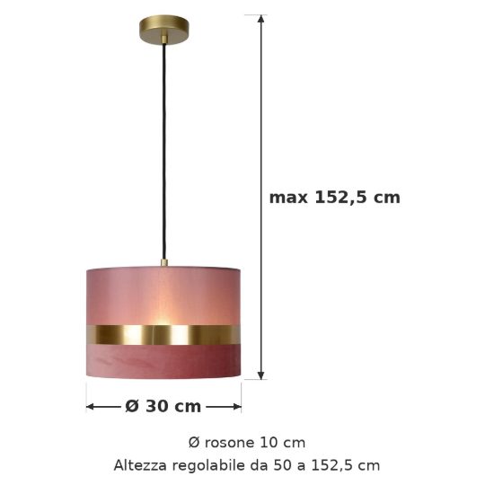 Lampadario a sospensione a cilindro per sala da pranzo contemporaneo rosa oro