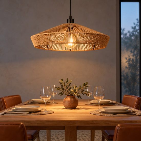 Lampadario a sospensione piccolo conico per sala da pranzo moderno naturale nero