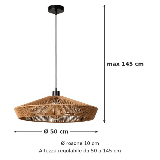Lampadario a sospensione piccolo conico per sala da pranzo moderno naturale nero