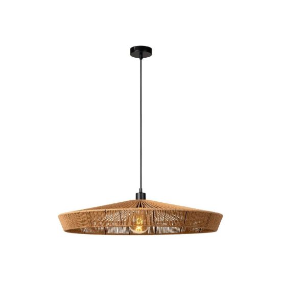 Lampadario a sospensione grande conico per sala da pranzo moderno naturale nero