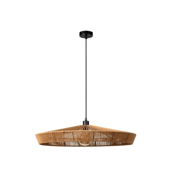Lampadario a sospensione grande conico per sala da pranzo moderno naturale nero