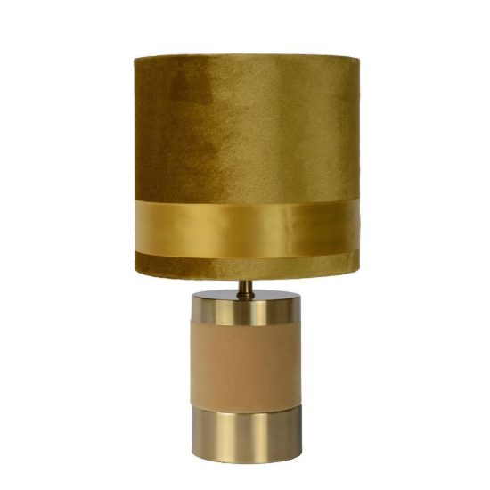 Abat-jour a cilindro per comodino contemporaneo giallo oro con base cilindrica