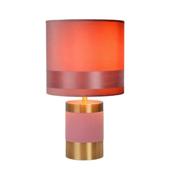 Abat-jour a cilindro per comodino contemporaneo rosa oro con base cilindrica