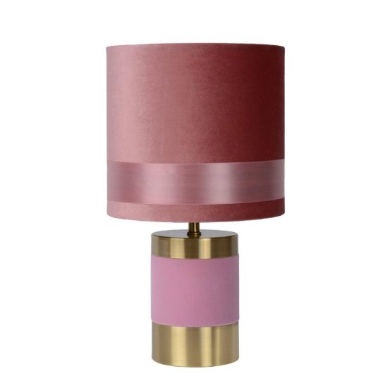 Abat-jour a cilindro per comodino contemporaneo rosa oro con base cilindrica