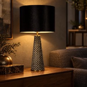 Lampada da tavolo a cilindro per soggiorno contemporanea nero grigio