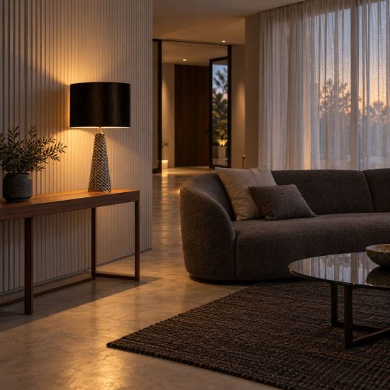 Lampada da tavolo a cilindro per soggiorno contemporanea nero grigio