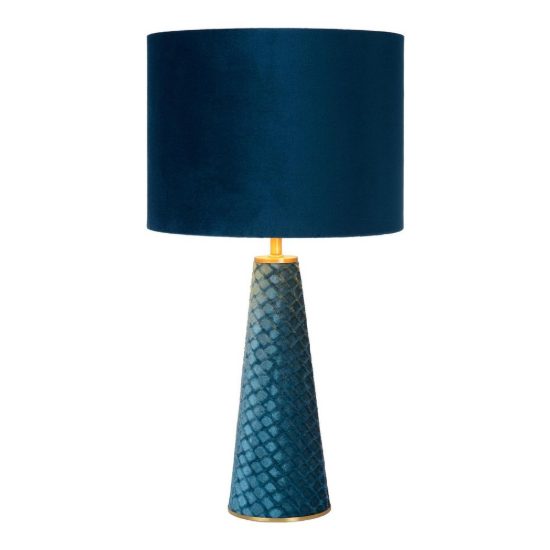 Lampada da tavolo a cilindro per salotto contemporanea turchese oro