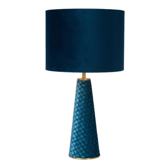 Lampada da tavolo a cilindro per salotto contemporanea turchese oro