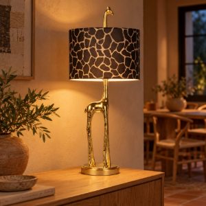 Lampada da tavolo per sala da pranzo contemporanea oro marrone a forma di giraffa