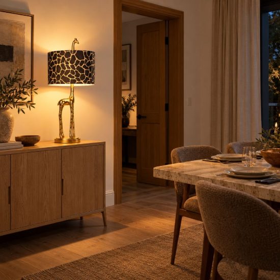 Lampada da tavolo per sala da pranzo contemporanea oro marrone a forma di giraffa