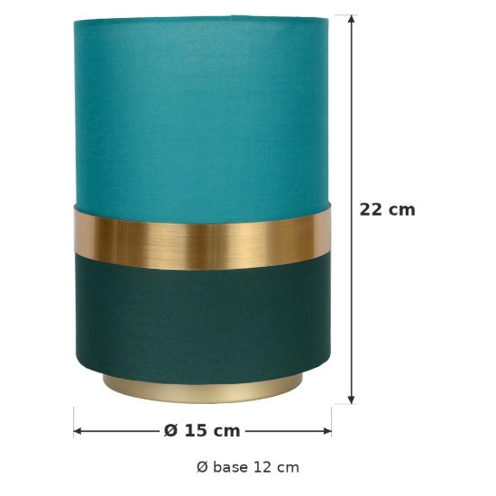 Abat-jour a cilindro per comodino contemporaneo verde oro con fascia in velluto