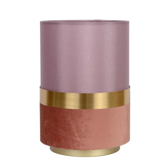 Abat-jour a cilindro per comodino contemporaneo rosa oro con fascia in velluto