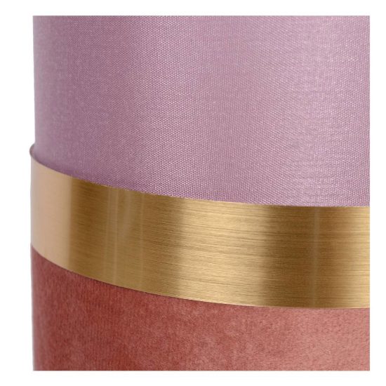 Abat-jour a cilindro per comodino contemporaneo rosa oro con fascia in velluto