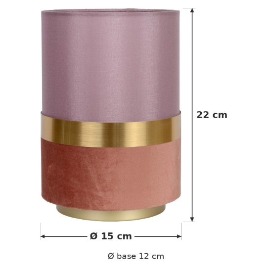 Abat-jour a cilindro per comodino contemporaneo rosa oro con fascia in velluto