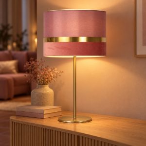 Lampada da tavolo a cilindro per soggiorno contemporanea rosa oro