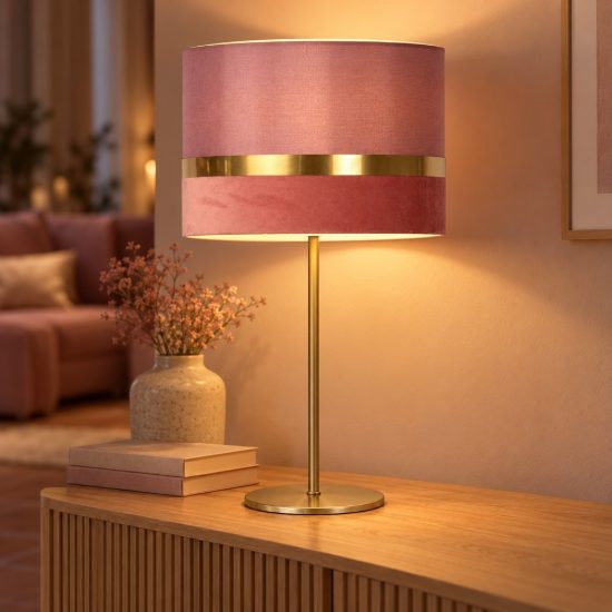 Lampada da tavolo a cilindro per soggiorno contemporanea rosa oro