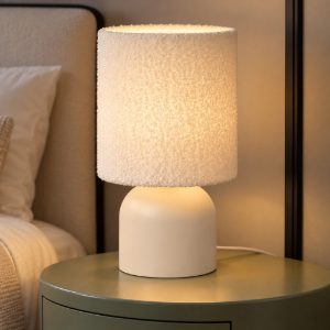 Abat-jour a cilindro per comodino moderno crema nero