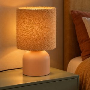 Abat-jour a cilindro per comodino moderno giallo ocra