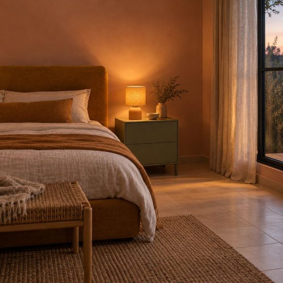Abat-jour a cilindro per comodino moderno giallo ocra