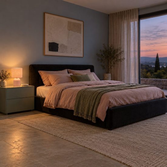 Abat-jour a cilindro per comodino moderno rosa nero