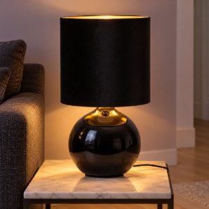 Lampada da tavolo a cilindro per soggiorno contemporanea nero
