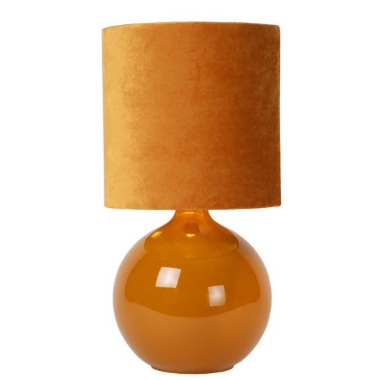 Lampada da tavolo a cilindro per salotto contemporanea giallo ocra