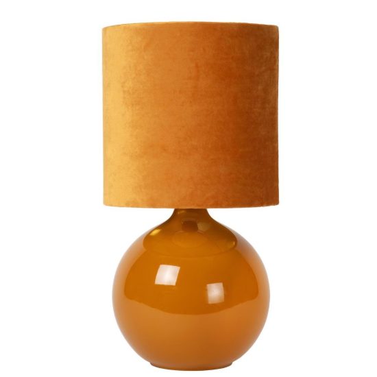 Lampada da tavolo a cilindro per salotto contemporanea giallo ocra