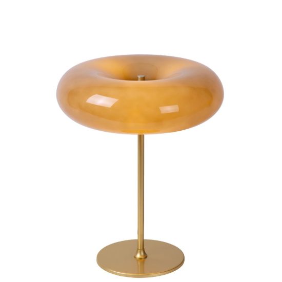 Lampada da tavolo rotonda per salotto contemporanea tortora oro