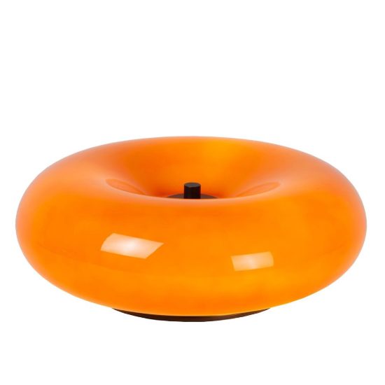 Abat-jour rotondo per comodino moderno arancione nero