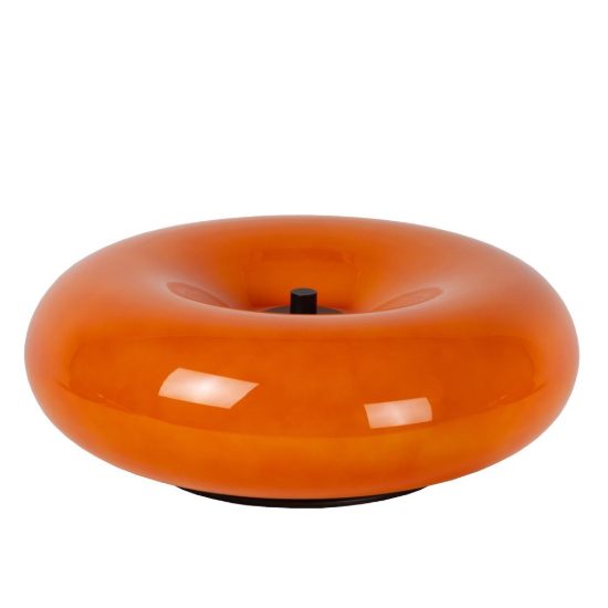 Abat-jour rotondo per comodino moderno arancione nero