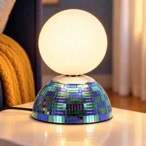 Abat-jour a globo per comodino moderno blu