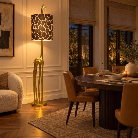 Piantana per sala da pranzo contemporanea oro marrone a forma di giraffa