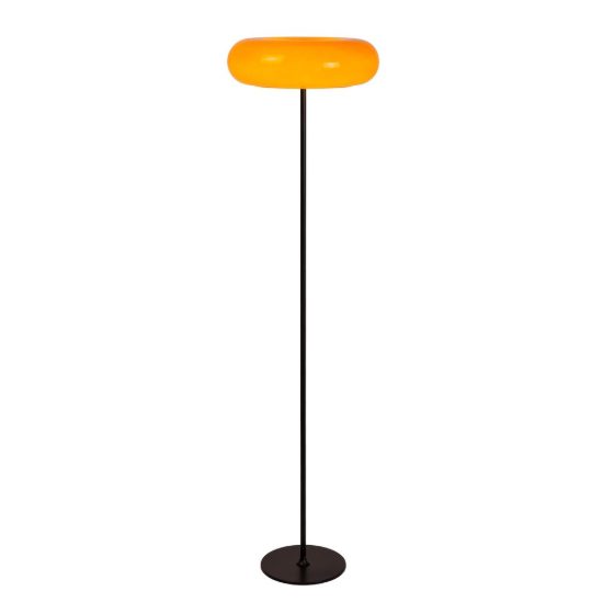 Lampada da terra rotonda per soggiorno moderna arancione nero