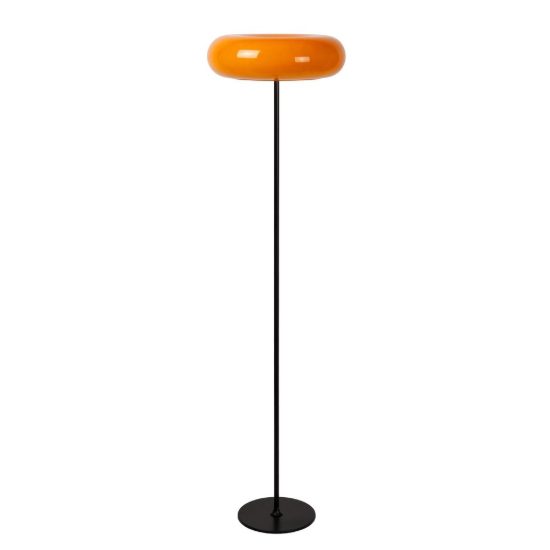 Lampada da terra rotonda per soggiorno moderna arancione nero