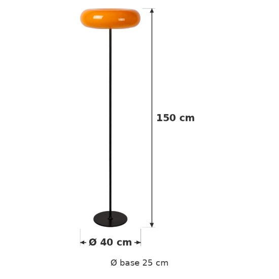 Lampada da terra rotonda per soggiorno moderna arancione nero