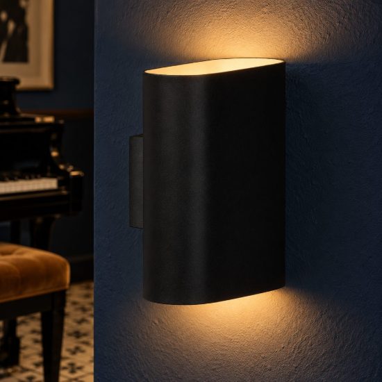 Applique 2 luci ovale per soggiorno moderna nero bianco