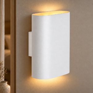 Applique 2 luci ovale per salotto moderna bianco oro