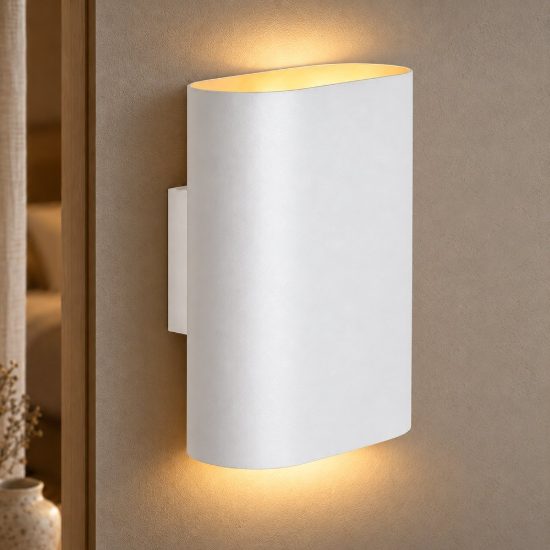 Applique 2 luci ovale per salotto moderna bianco oro