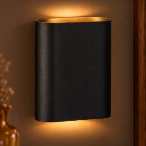 Applique 2 luci ovale per soggiorno moderna nero oro