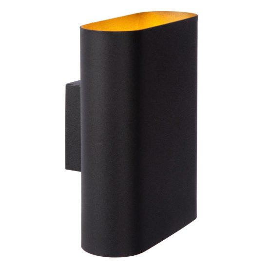 Applique 2 luci ovale per soggiorno moderna nero oro