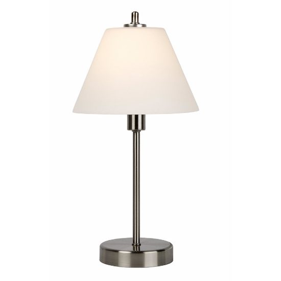 Lampada da tavolo conica per sala da pranzo moderna cromo satinato bianco dimmerabile