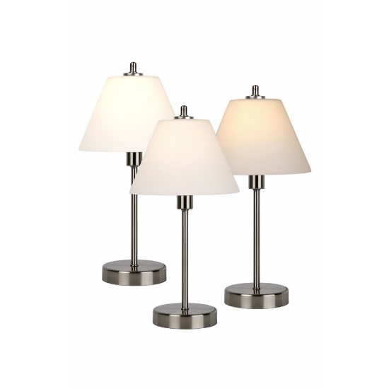 Lampada da tavolo conica per sala da pranzo moderna cromo satinato bianco dimmerabile