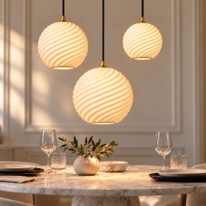 Lampadario a sospensione con 3 pendenti a grappolo per sala da pranzo contemporaneo bianco nero