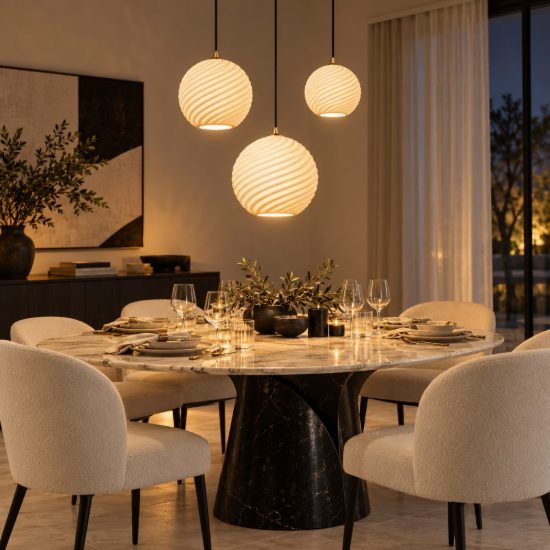 Lampadario a sospensione con 3 pendenti a grappolo per sala da pranzo contemporaneo bianco nero
