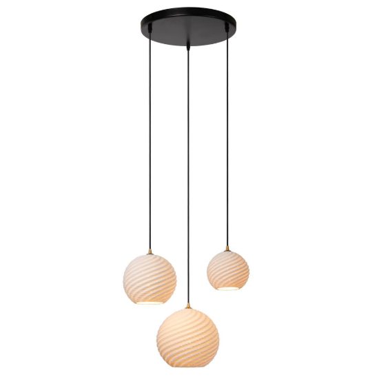Lampadario a sospensione con 3 pendenti a grappolo per sala da pranzo contemporaneo bianco nero