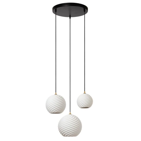 Lampadario a sospensione con 3 pendenti a grappolo per sala da pranzo contemporaneo bianco nero