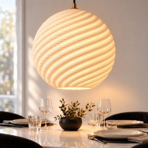 Lampadario a sospensione a sfera per sala da pranzo contemporaneo bianco nero