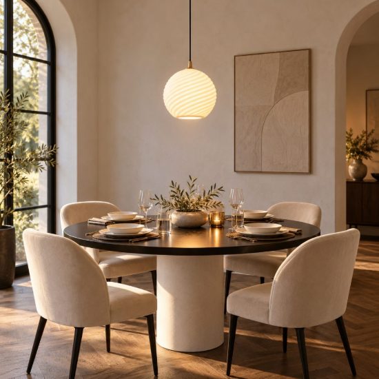 Lampadario a sospensione a sfera per sala da pranzo contemporaneo bianco nero