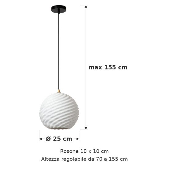 Lampadario a sospensione a sfera per sala da pranzo contemporaneo bianco nero