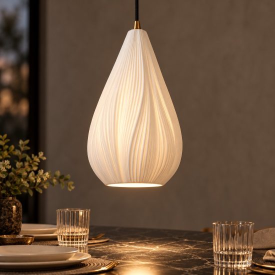 Lampada a sospensione a goccia per salotto contemporanea bianco nero